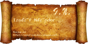 Izsóf Nándor névjegykártya
